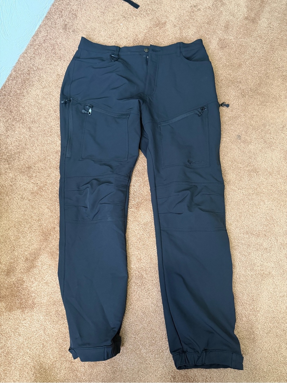 Men's Black Cargo Tech Pants with Zip Pockets